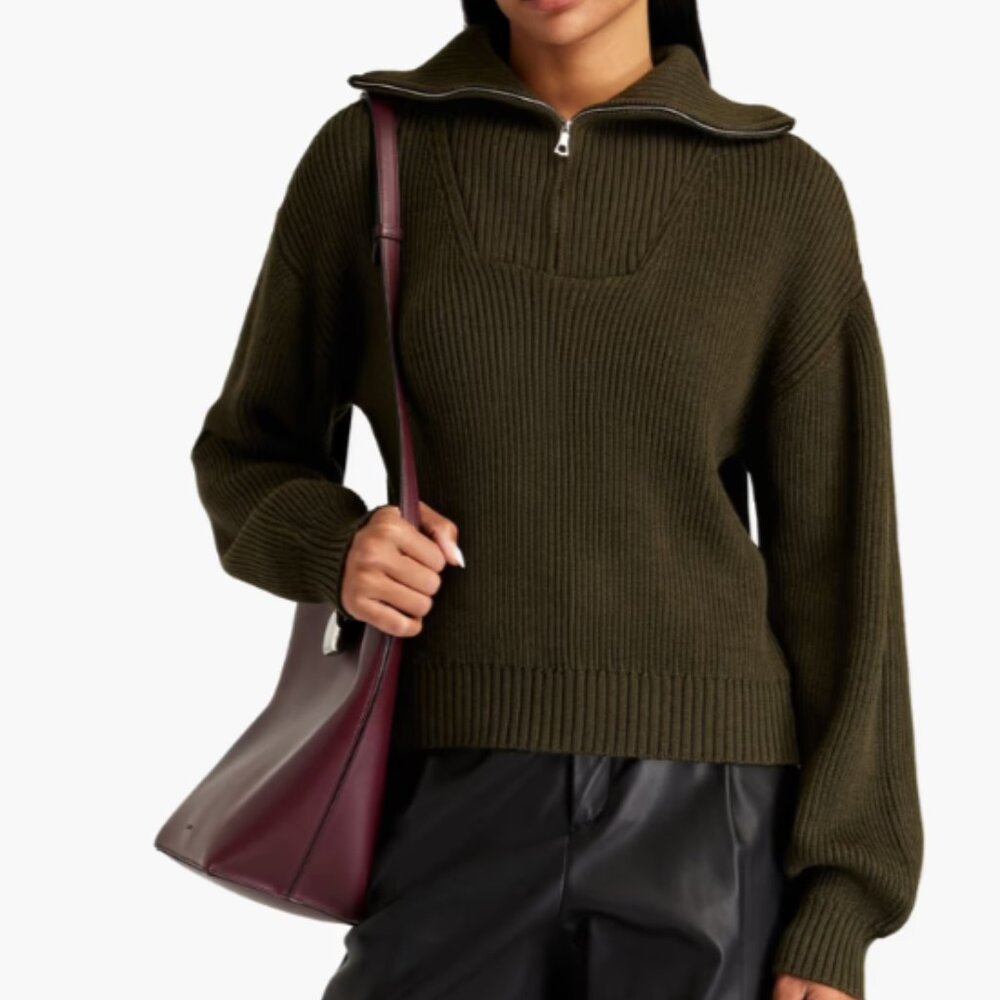 OFFICINE GÉNÉRALE Tiphanie merino wool half-zip sweater, XS